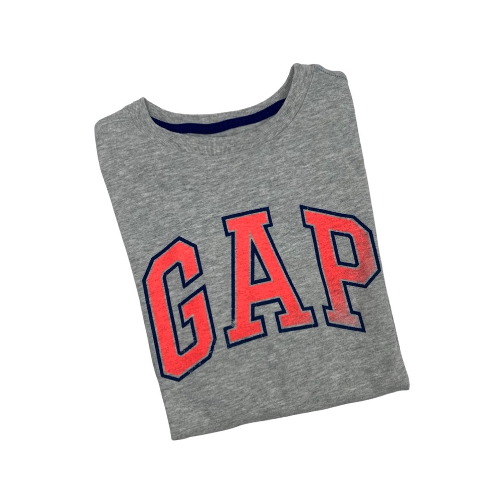 GAP Kids Unisex Short Sleeve Crew Neck Logo Graphic Tee Size XL Light Gray